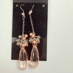 Delicate Pink Teardrop Dangle Earrings